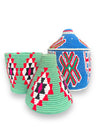 Vintage Berber Baskets L - green & blue