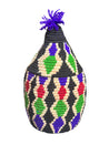 Berber Basket - black, red, green & purple