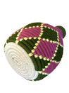 Berber Basket - green, light yellow & purple
