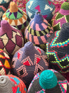 Berber Basket - green, light yellow & purple