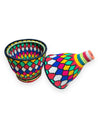 Berber Basket L - blue & white & red & green diamonds