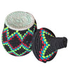 Berber Basket - black, neon, burgundy & teal