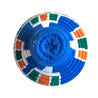 Berber Basket - blue with green, white & yellow blocks