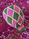 Berber Basket - green, light yellow & purple