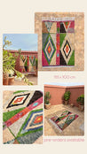 Small Boujad Rug | pink-green-ecru-black