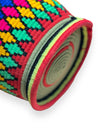 Berber Basket L - blue & white & red & green diamonds