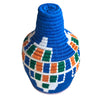 Berber Basket - blue with green, white & yellow blocks
