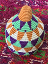 Berber Basket - cognac, sage green & purple