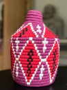 Berber Basket - red & white & purple