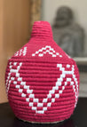 Berber Basket - red & white & purple