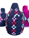 Berber Basket - navy | red & pink blocks