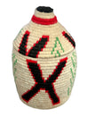 Berber Basket - ecru, black, red & neon green
