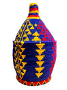 Berber Basket L - electric blue & yellow & red