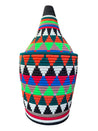 Berber Basket XL - green, blue & red triangles