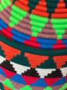 Berber Basket XL - green, blue & red triangles