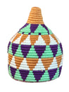 Berber Basket - cognac, sage green & purple