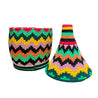 Berber Basket XL - green & yellow & pink & black zigzag
