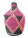 Vintage Berber Basket - aubergine | red | black