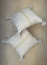 White & Gold Striped Cushions - Doublesided