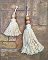 Cotton Tassels with Wooden Beads