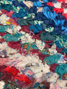 Blue, Red & Green Boucherouite Rug