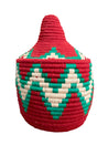Berber Basket - burgundy | green | beige