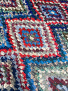 Blue, Red & Green Boucherouite Rug
