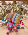 Pompom Striped Blanket Cushions - Doublesided