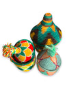 Vintage Berber Basket - green | orange | yellow