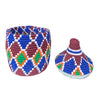 Berber Basket - burgundy, blue, green & orange